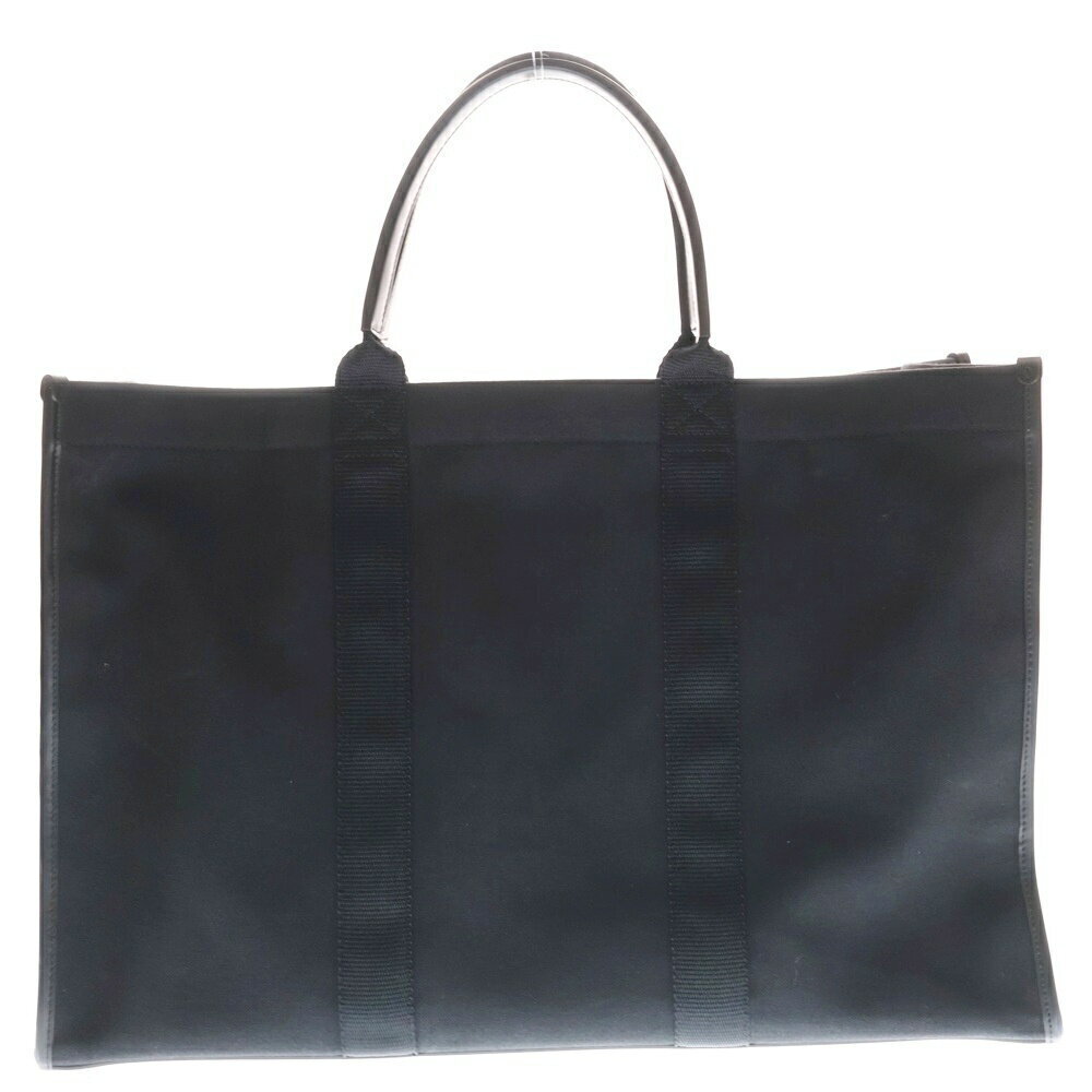 BALENCIAGA Leather Canvas Logo Tote Bag Black - Picture 2 of 6
